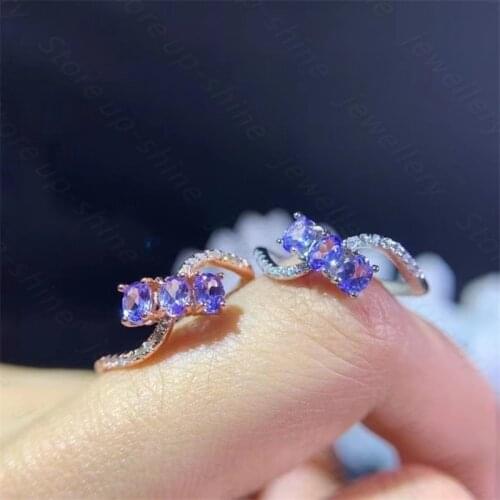Super beautiful high-quality tanzanite ring, 925 silver womens new ring, demonstrating youthful temperament