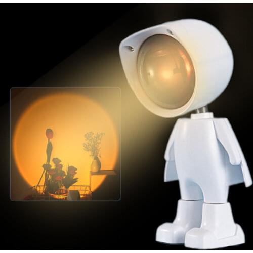 LED Astronaut Robot Projector Night Atmosphere Light USB Charge Sunset Stepless Dimming Selfie Wall Light For Home Decoration