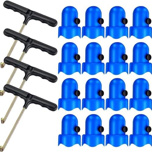 Top!-1.5 Inch Diameter Trampoline Enclosure Pole Caps with Screw Thumb and Trampoline Spring Pull Tool T-Hook Spring Pull Kit