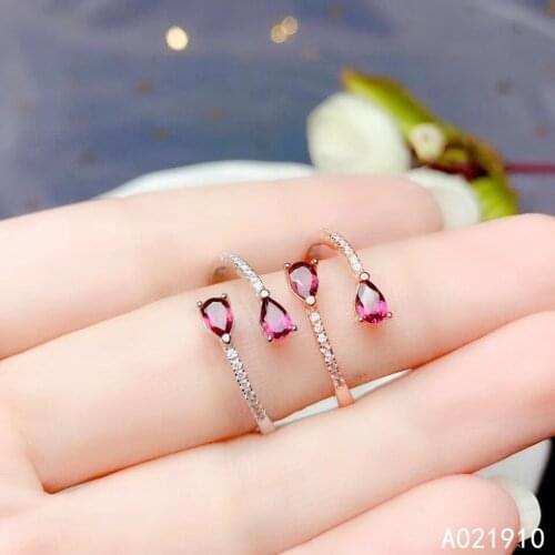 KJJEAXCMY boutique jewelry 925 sterling silver inlaid natural Garnet gemstone ladies ring support detection fashion