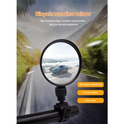 Bicycle Rear View Mirror Bike Cycling Wide Range Back Sight Reflector Adjustable Left Right Mirror 360°Rotate Handlebar Glass
