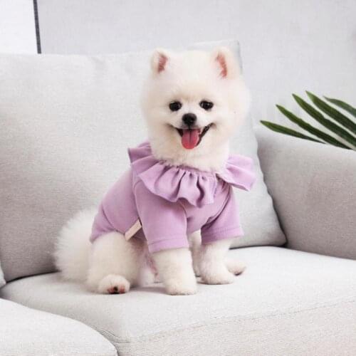 Dog Skirt Summer Solid Color Ruffled Hem Collar Cotton Two-legged Dog Dress for Daily Life attractive vestidos de verano XS-L