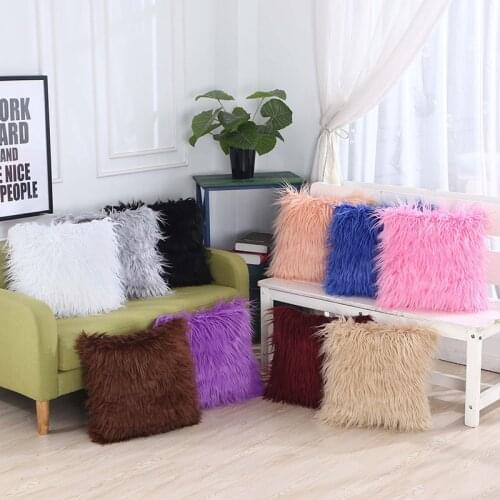 1Pcs Plush Solid color Living Room Throw Pillowcove Cushion Cover Car Home Sofa Decorative Pillowcase 40773