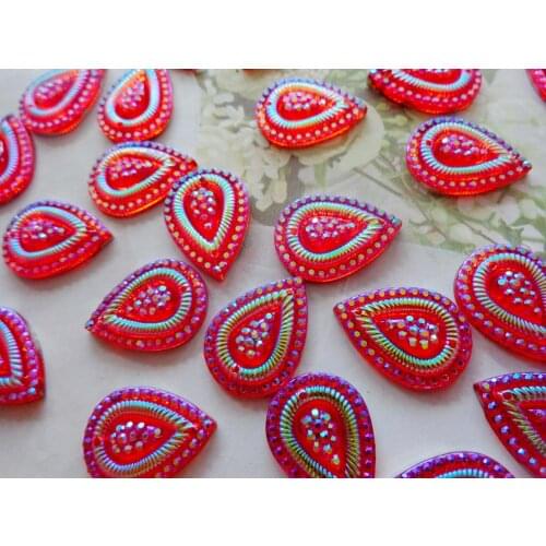 100pcs 13*18mm Red AB colour stones water drop shape Sew on rhinestones Accessories Strass gem stones beads