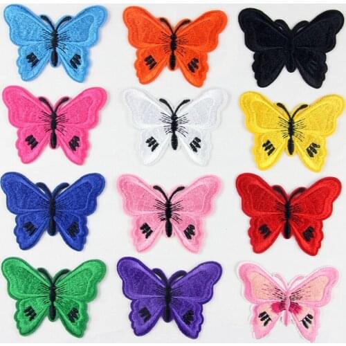 12PCS Mixed Butterfly Patches Iron on Sewing Lace Fabric Sticker for Clothes Embroidered Appliques DIY Bags Accessories BT129