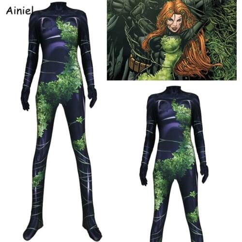 2020 Birds of Prey Pamela Lillian Isley Cosplay Costumes Poison Ivy Zentai Bodysuit Suit Jumpsuit Superhero Halloween Adult Kids