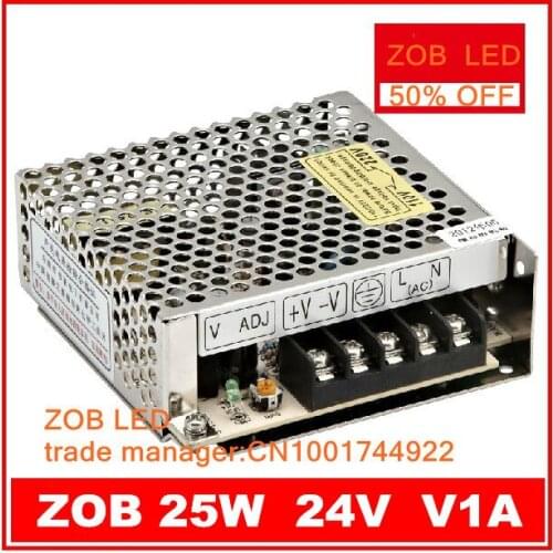 25W 1A 24V LED Switching Power Supply,100~120V/200~240V AC input,Output power suply 24V in stocks--2PCS/LOT