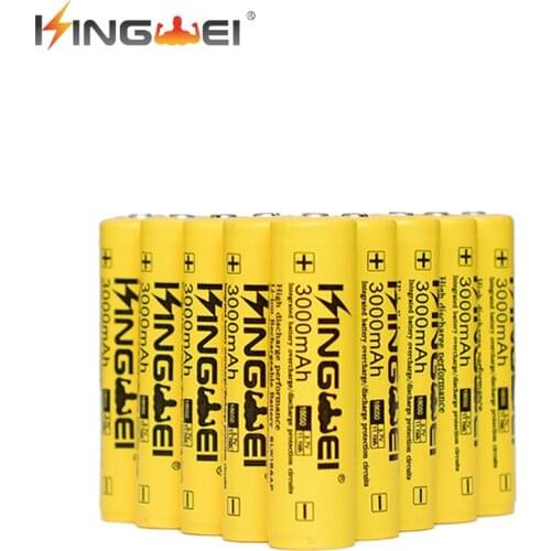 4pcs Kingwei Battery 18650 Lithium Ion 3.7v 3000mah Rechargeable Cell Real Capacity for Power Bank Flashlight