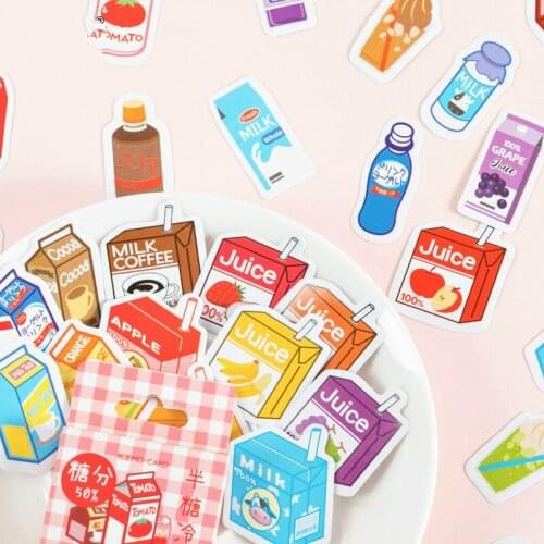 45 Pieces Boxed Stickers Half Sugar Cold Drink Shop Cute Scrapbooking Adhesive Paper Flake Decoration DIY Stickers Stationery