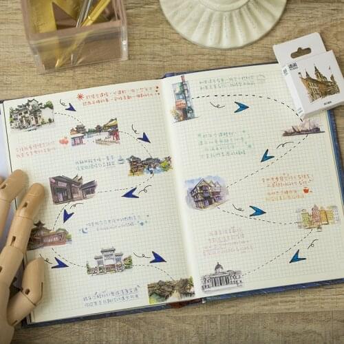 50pcs/pack Travel Buiding Decorative Sealing Paste Diary Album Label Stickers DIY Stationery Stickers Gift