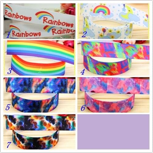 7/8'' Free shipping galaxy rainbow printed grosgrain ribbon hairbow headwear party decoration diy wholesale OEM 22mm S206