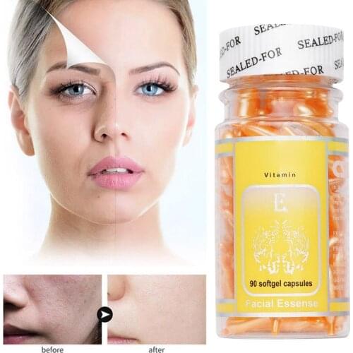 90pcs/bottle Vitamin E Capsules Serum Spot Acne Removing Whitening Cream VE Freckle Capsule