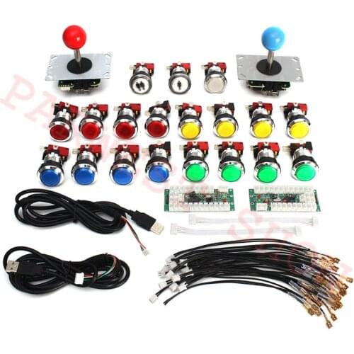 Arcade Game cabinet DIY Kit for 12V Chrome silver led push button Arcade Joystick 1 & 2 player start button Jamma Mame Parts