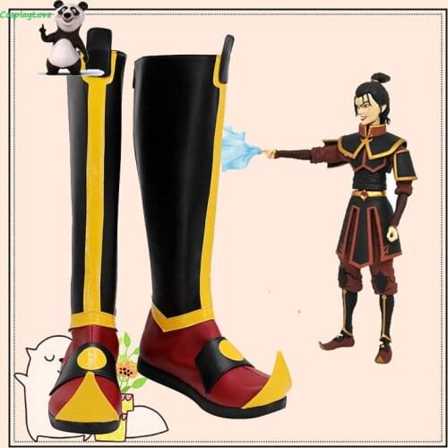 Avatar: The Last Airbender Azura Black Red Shoes Cosplay Long Boots Leather Custom Made For Halloween