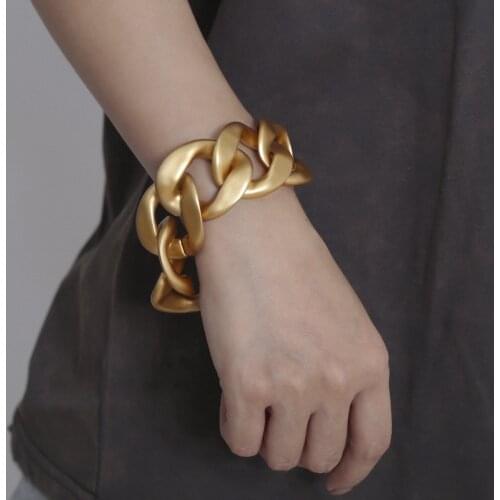 Big Statement Punk Gold Bracelet Alloy Women Male Bracelet Wholesale Hip Hop Chunky Cuban Chain Link Gold Bracelet Jewelry