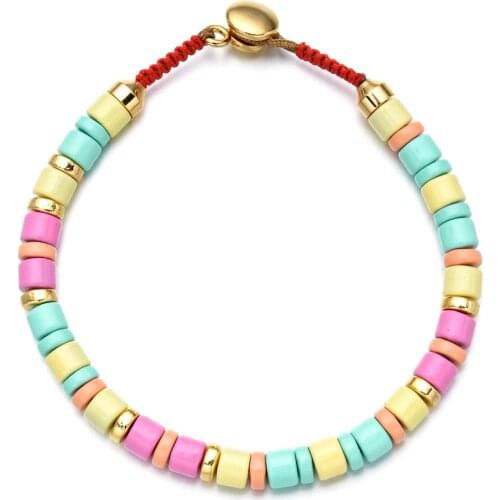 Rainbow Bracelet Candy Boho Spring Summer Charm Bracelets Tila Beaded Women Cuff Bangle Jewelry Birthday Valentines Day Gift