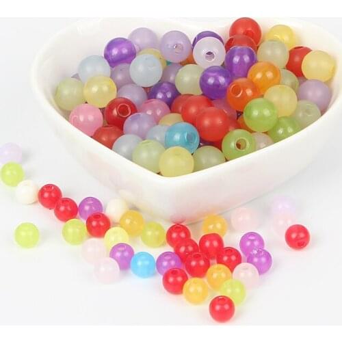 200Pcs Acrylic Jelly Colors Round Loose Spacer Beads for Jewelry Making For Needlework Beads Bracelet & Necklaces 6-12 MM