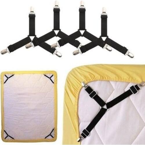 4Pcs/set Elastic Bed Sheet Grippers Belt Fastener Bed Sheet Clips Mattress Cover Blankets Holder Home Textiles Organize Gadgets