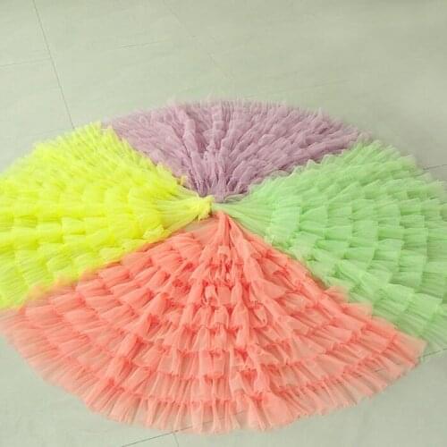 W80CM L50CM /lot Multi-layers Baby Pleated Mesh Lace Ruffle Lace Fabric 3D Tutu Skirt Material X404