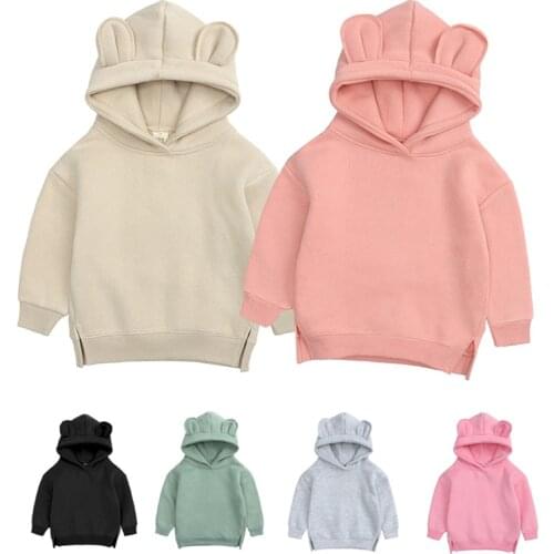 0-12Yrs Autumn Winter Kids Pullover Tops Baby Boys Girls Hoodies Kids Fleece Sweater Baby Clothes Solid Childrens Clothing