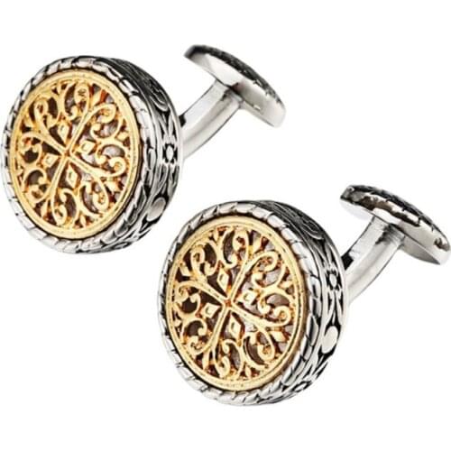 French Style Mens Retro Cufflinks Light Luxury Round Hollow Out Shirt Cufflinks Fathers Day Husband Boyfriend Wedding Gift