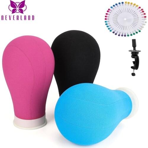 22 23 Inch Training Mannequin Head with T Pins Needles with Tripod and Comb Canvas Block Head Styling Manikin Head Wig Stand