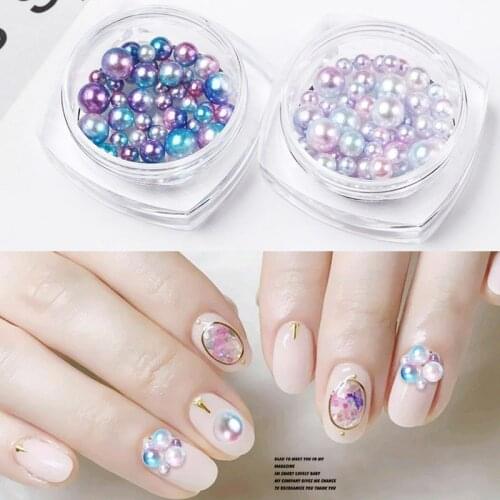 Hot Mixed Size Plated Color Mermaid Ball Pearl Semicircle Nail Pearl Nail Art Decoration