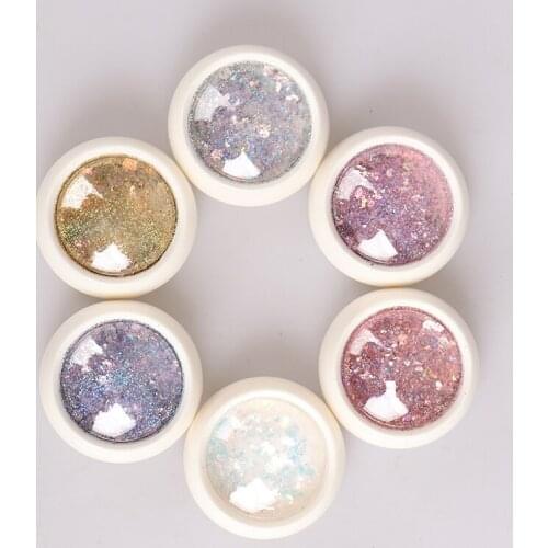 Hot New 6Pcs Holographic Nail Glitter Set Gold Bottle DIY Flake Nail Art Dust Hexagon Glitter Powder Mermaid Sequins For Nail