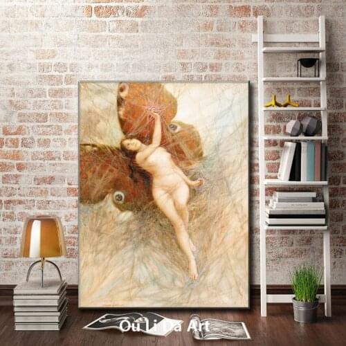 Classical butterfly girl nude art scenery oil paintings canvas printing printed on canvas home wall art decoration picture