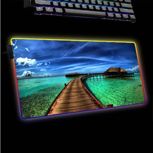 Beautiful Landscape Pattern Mousepad Backlight Pad LED RGB Gaming Accessories USB Connection Computer Laptop Desk Mat Carpet Mat