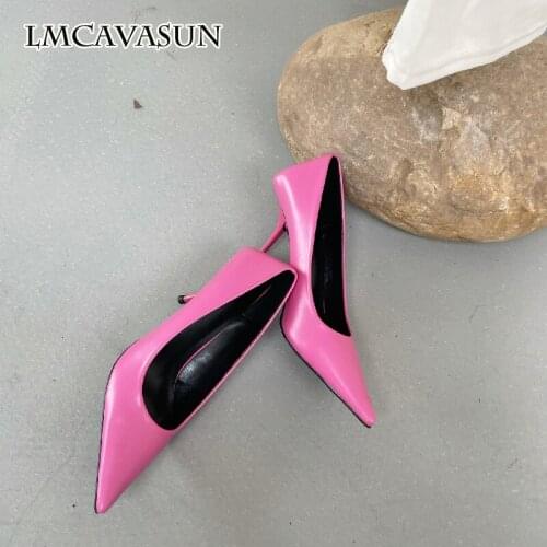 LMCAVASUN 2021 spring and autumn European and American net red ins pointed stiletto heels simple fashion candy color commuter OL