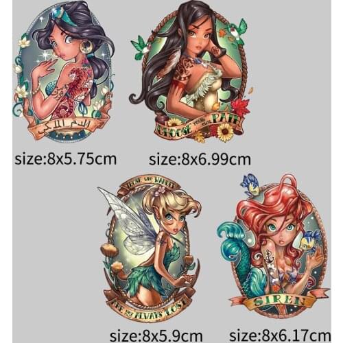 Cartoon Princess Girl Iron on Transfers for Clothing Hot Chart DIY Color Heat Transfer Stranger Things Patches for Clothing