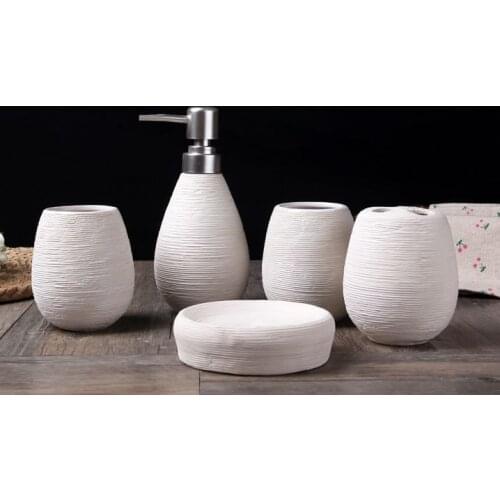 High qualiConcise Style Bathroom Set 5Pcs Tooth Brash Holder Soap Dish Dispenser Rince Cup Household 5 sets Bathroom Accessories