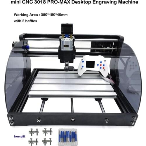 Desktop Mini CNC 3018 PRO-MAX Laser Engraving Machine PCB Milling Wood Carving Machine with 2 Baffles GRBL Control Chuck ER11