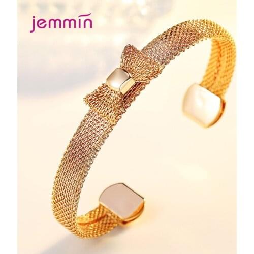 Women Fashion S925 Sterling Silver Big Bow Knot Opening Wide Bracelets Bangles Party Gift Europe American Style Jewelry