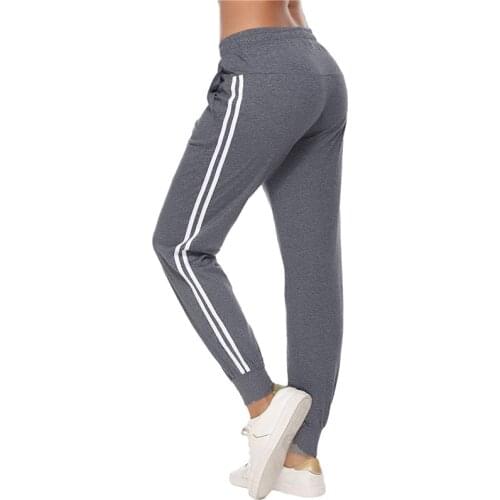 New Fashion Active Women Lace Up High-Waist Trousers Casual Female Street Wear Side Striped Sports Pants