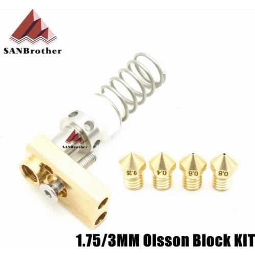 3D Printer Upgrade UM2+ + UM2 Extended+ Olsson Block Nozzle Hot end Kit for 1.75/3mm filament Heater block Whole Price
