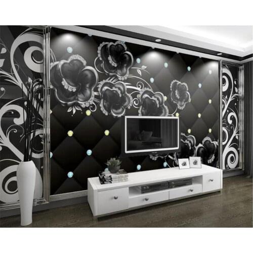 Beibehang Custom Wallpaper Living Room Bedroom Mural European Style Mysterious 3D Diamond Jewelry Flower TV Wall 3d wallpaper