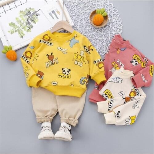 Baby boy clothes spring autumn cartoon casual round neck long-sleeve sweater 2-piece set baby boy suit 0-4 Yrs baby sweater suit