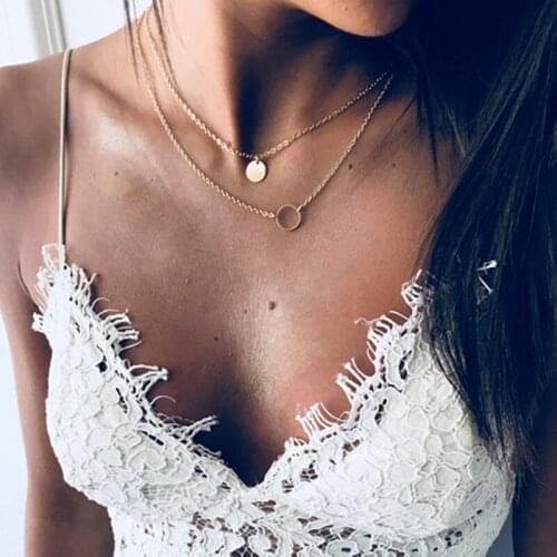 Sequins Coin Necklace Women Multilayer Tassel Clavicle Chain Necklaces Womens Jewelry Accessories Wholesale Collares