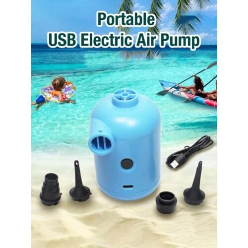 Portable USB Electric Air Pump with 3 Nozzles Micro Inflator for Swimming Pool Air Mattress, Inflatable Boat Inflatable Bed