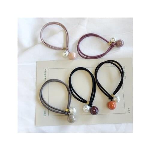Fashion Pearl Hair Tie for Women Candy Bead Elastic Hair Bands Girl Head Accessories