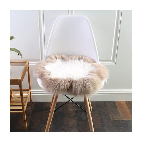 Wool leather upholstery sofa cushion winter warm padded chair cushion cute plush cushion round cushion