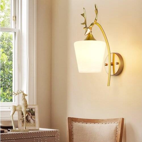 Modern Nordic Antler Wall Lamp Glass Retro Wall Light Bedroom Bedside Restaurant Aisle Corridor Indoor Wall light AC85-265V