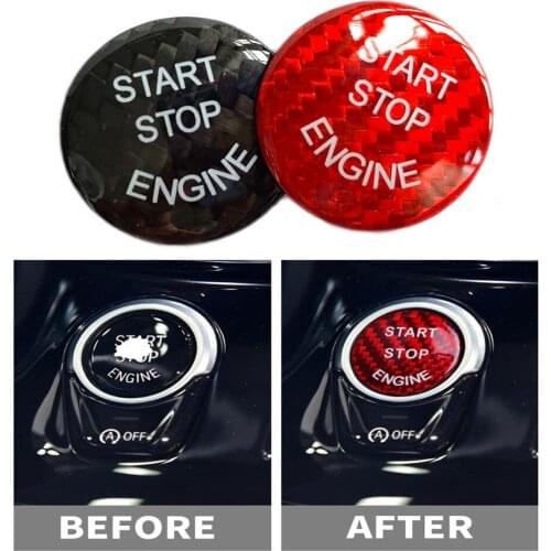 Carbon Fiber Car Styling Interior Engine Start Stop Button Cover Trim For BMW E60 E90 E91 E92 E93 E70 F10 F12 F25 F26 F15 F16
