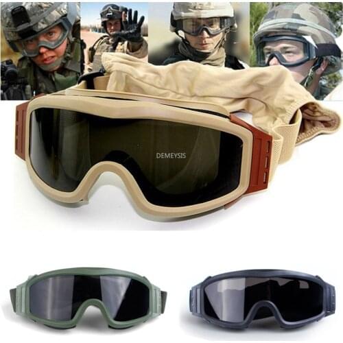 Tactical Airsoft Goggles Military Glasses with 3 Interchangeable Lenses Army Safety Goggles for Shooting Hunting Paintball