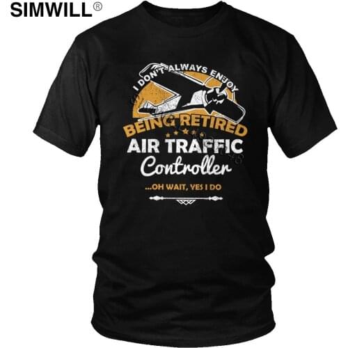 Vintage Air Traffic Controller T Shirt Men Cotton T-shirt Short Sleeves Flight Control Pilot Airplane Aviation Plane Fighter Tee