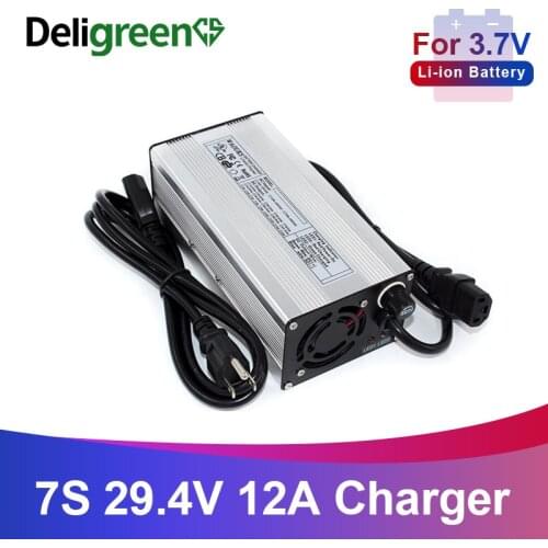 29.4V 12A Charger 7S 29.4V E-Bike Li-ion Battery Smart Charger For 7S 24V LiMn2O4/LiCoO2 battery Charger Robot battery Charge