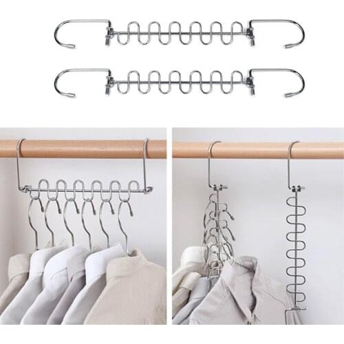 1pc Metal Household Hanger Multifunctional Magic Hanger S-shaped P orous Hook Drying Rack Home Clothing Storage