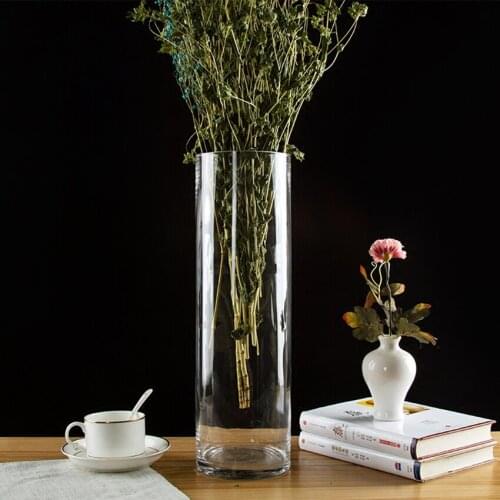 Straight Transparent glass vase hydroponic flower implement crystal vase home decor Tabletop Vase Office Wedding Decor